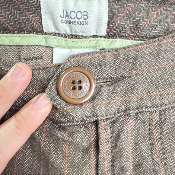 NWT Menswear Inspired Brown Pinstripe Pants Vintage Tailored Women pants size 31 - Picture 6 of 8